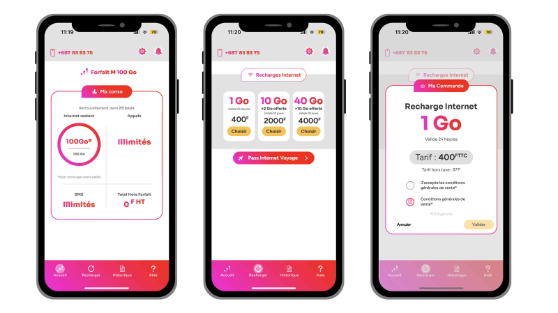 Screenshots application Helia
