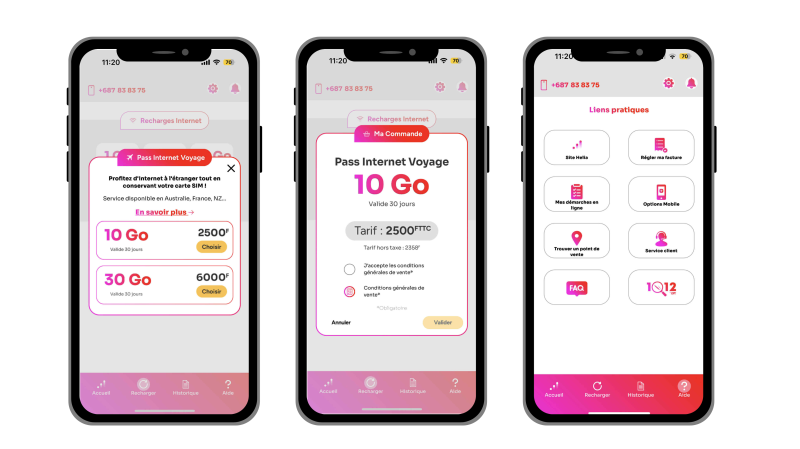 Screenshots application Helia 2